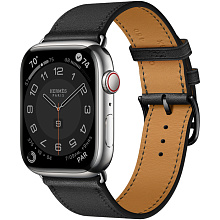 Apple Watch Hermes Series 8 45mm Silver Stainless Steel Case with Single Tour, Noir (черный)