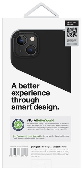 Чехол Uniq Lino для iPhone 14 Plus, черный IP6.7M(2022)-LINOBLK