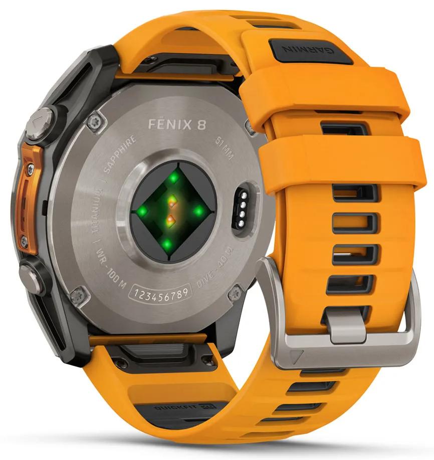 Умные часы Garmin Fenix 8 51 мм AMOLED, серебристый с оранжевым ремешком (010-02905-10)