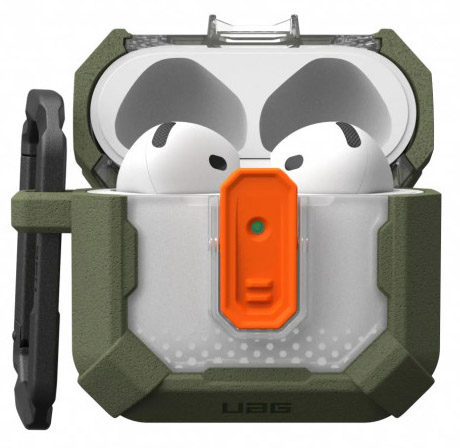 Чехол + карабин UAG Plasma Case для AirPods 4, оливковый (Olive Drab)