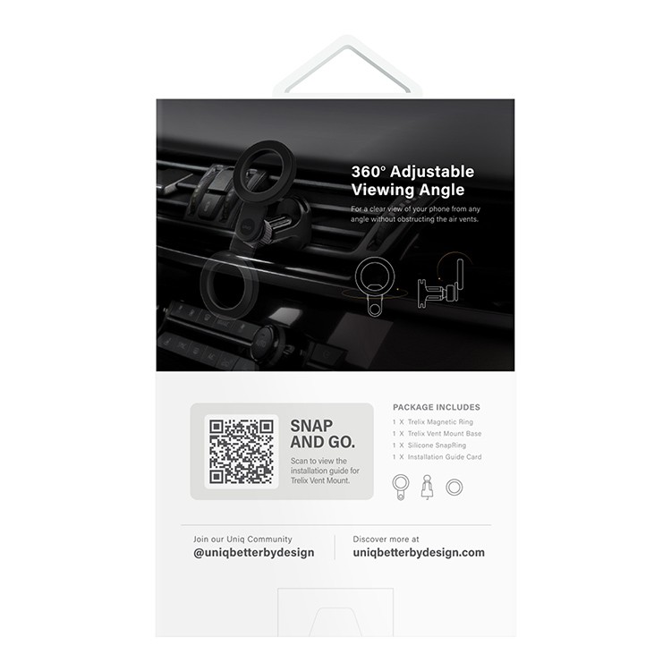 Автомобильный держатель Uniq TRELIX Magnetic Air vent Car mount, черный (TRELIX-VENTMOUNT)