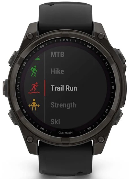 Garmin Fenix 8 47mm Solar, Sapphire, титановый угольно-серый DLC с черным ремешком (010-02906-11)