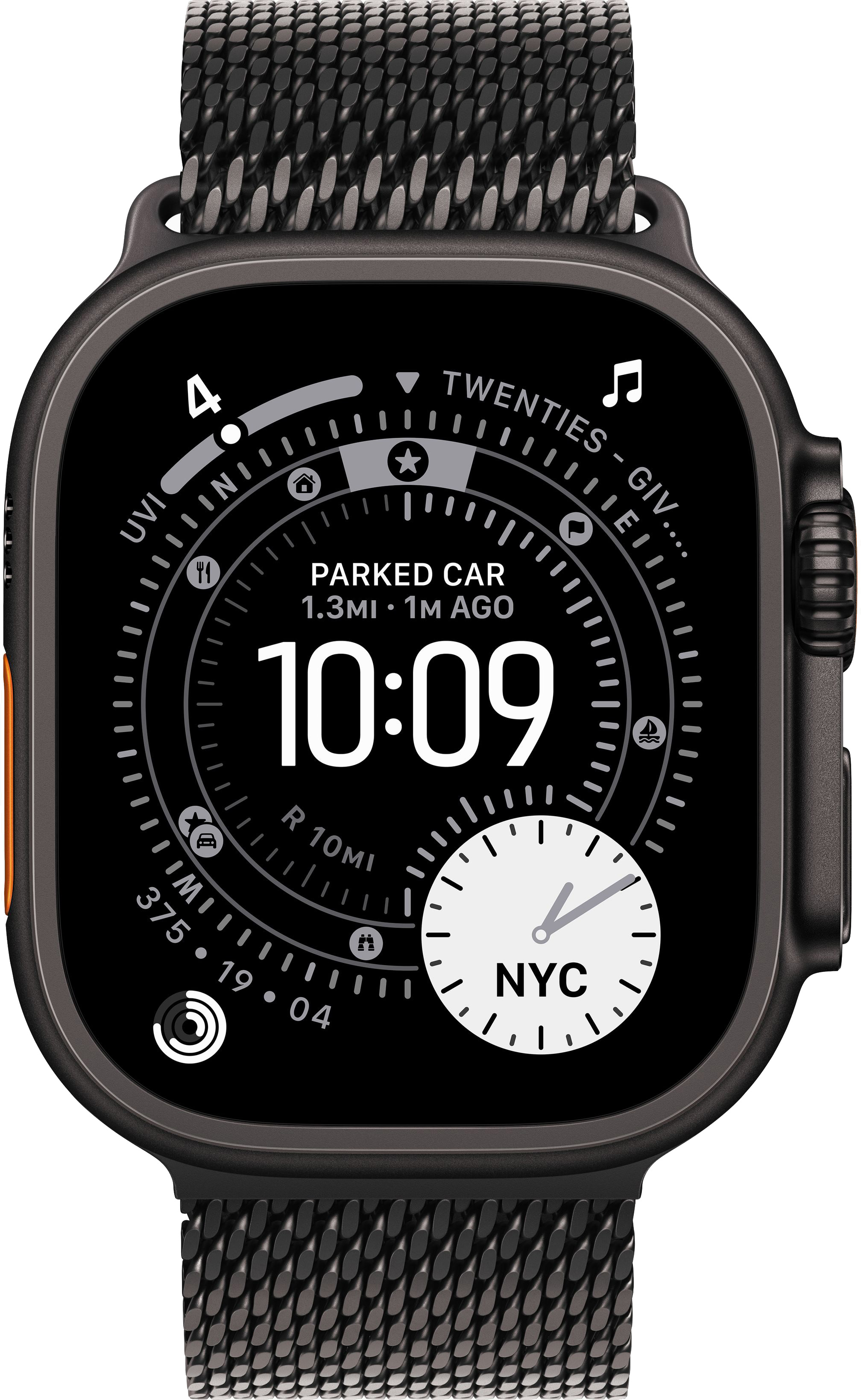 Apple Watch Ultra 3 (2025) 49mm Black Titanium Case with Black Titanium Milanese Loop Medium