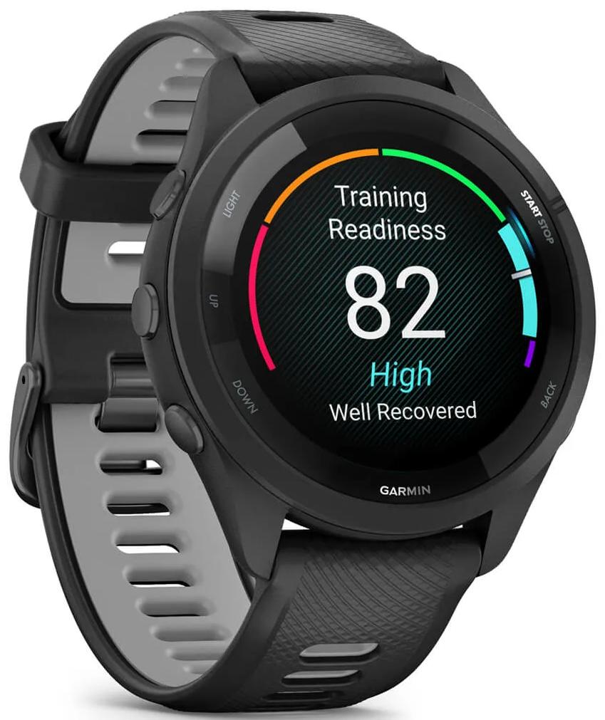 Умные часы Garmin Forerunner 265, черный и черный/серо-бежевый силиконовый ремешок (010-02863-21)