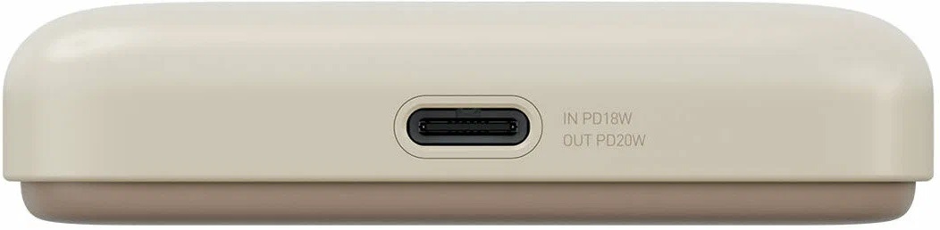 Внешний аккумулятор с беспроводной зарядкой EnergEA Bazic GoPower SNAP 5K 15W +С 20W +AW, бежевый