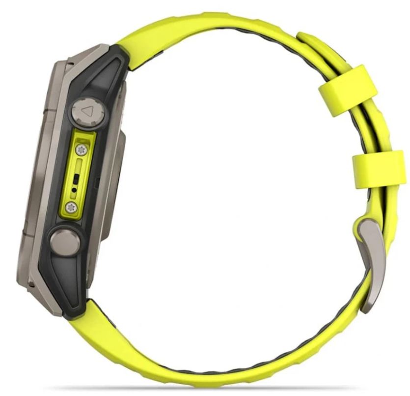 Garmin Fenix 8 47mm Solar, Sapphire Titanium with Amp Yellow/Graphite Silicone Band (010-02906-20)