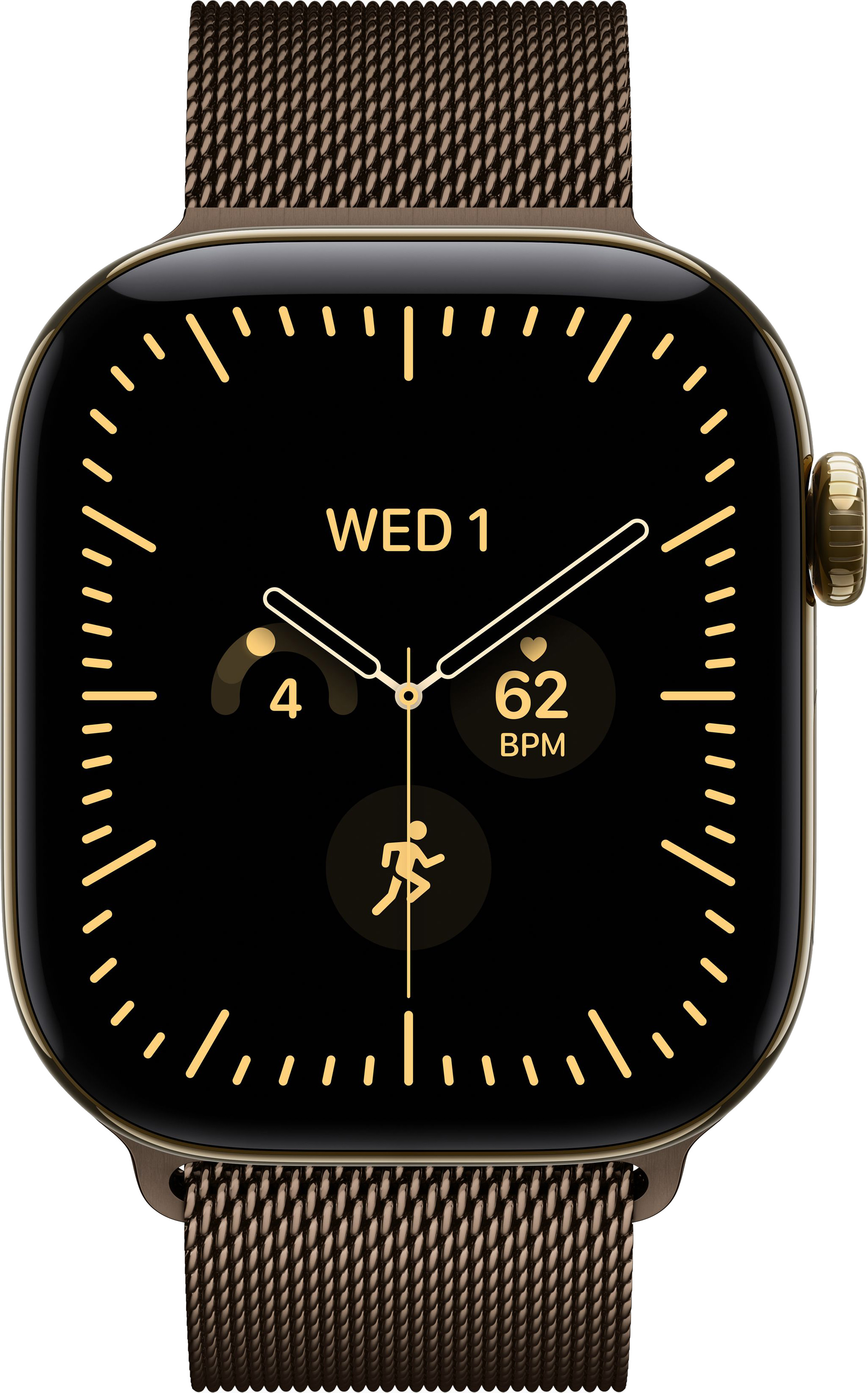 Apple Watch Series 12 42mm Radiant Gold Titanium Case with Milanese Loop Dark Bronze