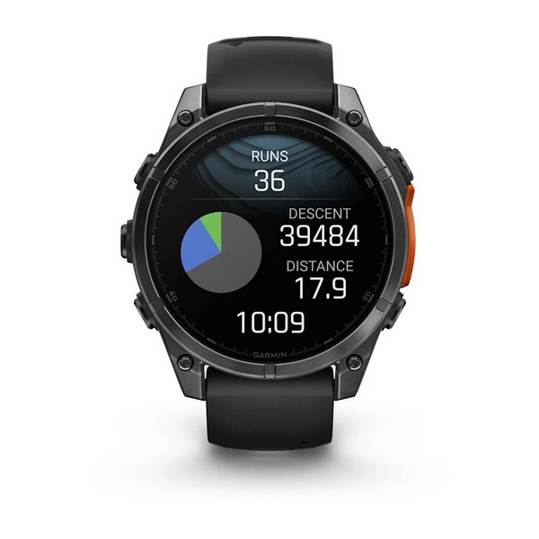 Garmin Fenix 8 47mm Amoled Sapphire Carbon, Gray DLC Titanium with Black Pebble Gray Silicone Band (010-02904-20)