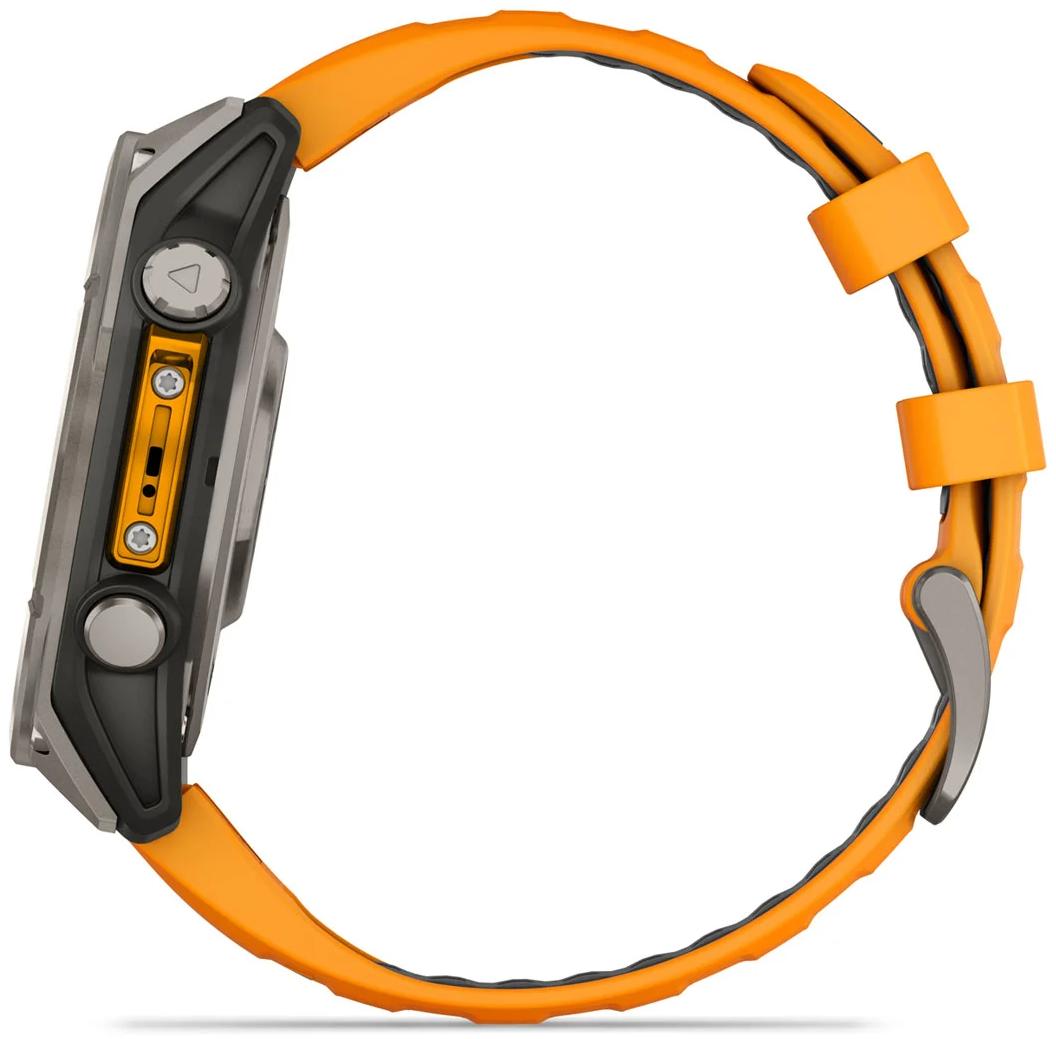 Умные часы Garmin Fenix 8 47 мм AMOLED Titanium with Orange Graphite Band, серебристый (010-02904-10)
