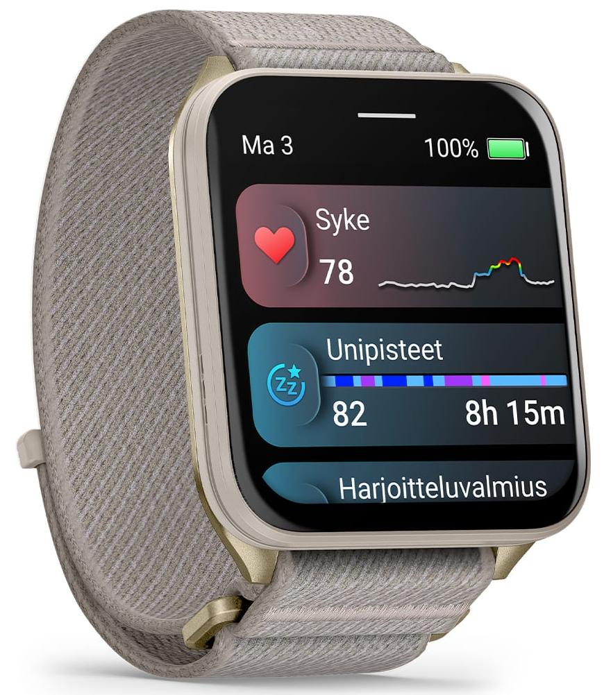 Умные часы Garmin Venu X1, золотистый титан и серый нейлоновый ремешок (010-02980-09)