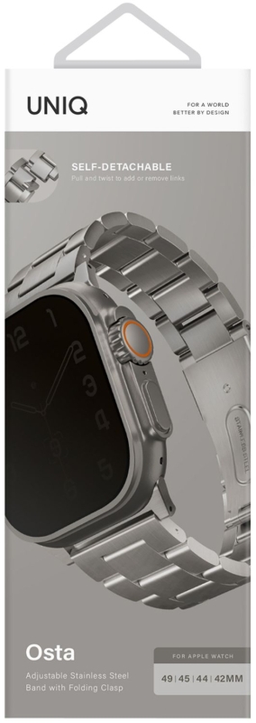 Ремешок Uniq OSTA Steel Strap для Apple Watch 49/46/45/42 мм, серебристый