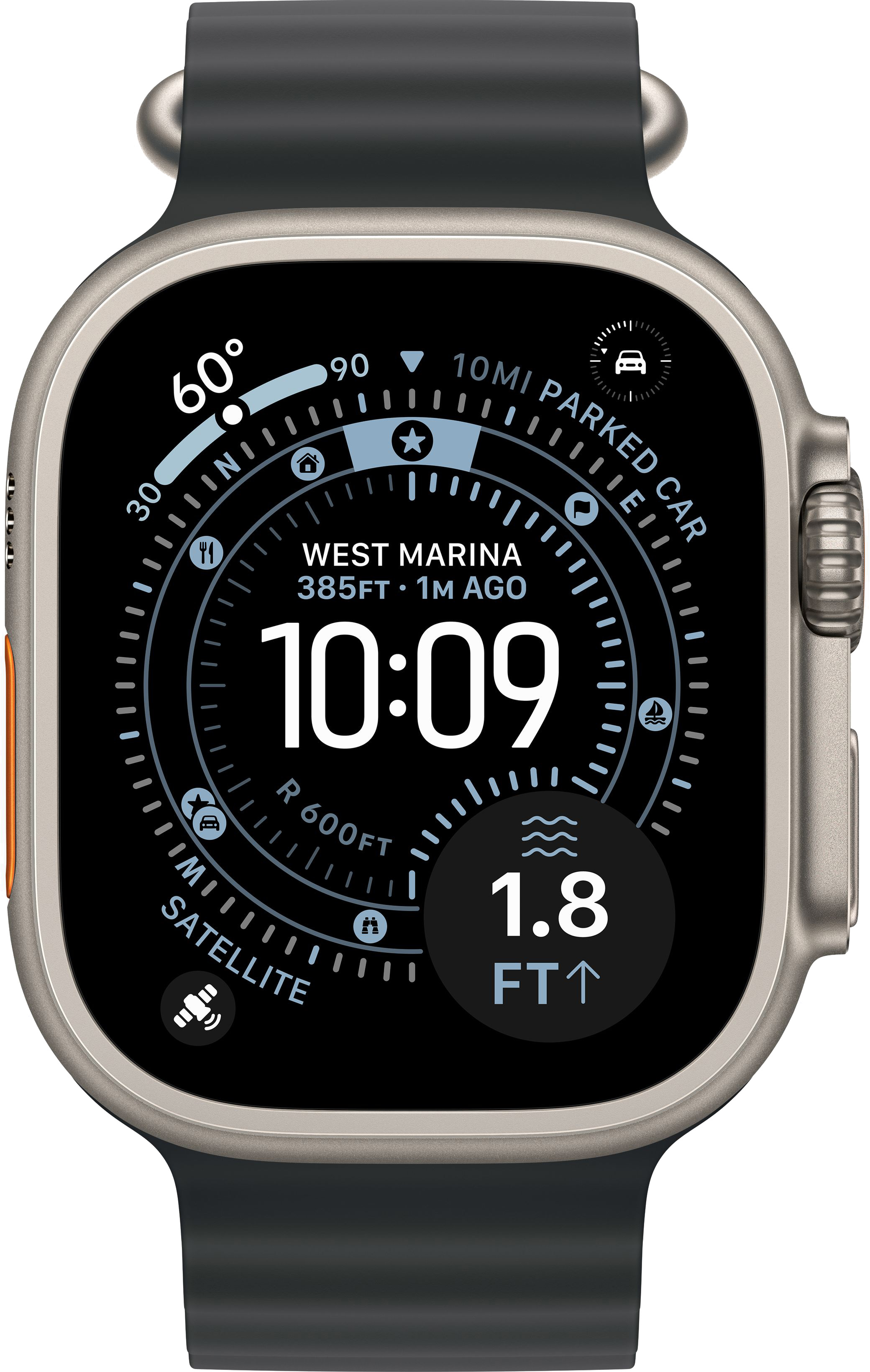 Apple Watch Ultra 3 (2025) 49mm Natural Titanium Case with Black Ocean Band