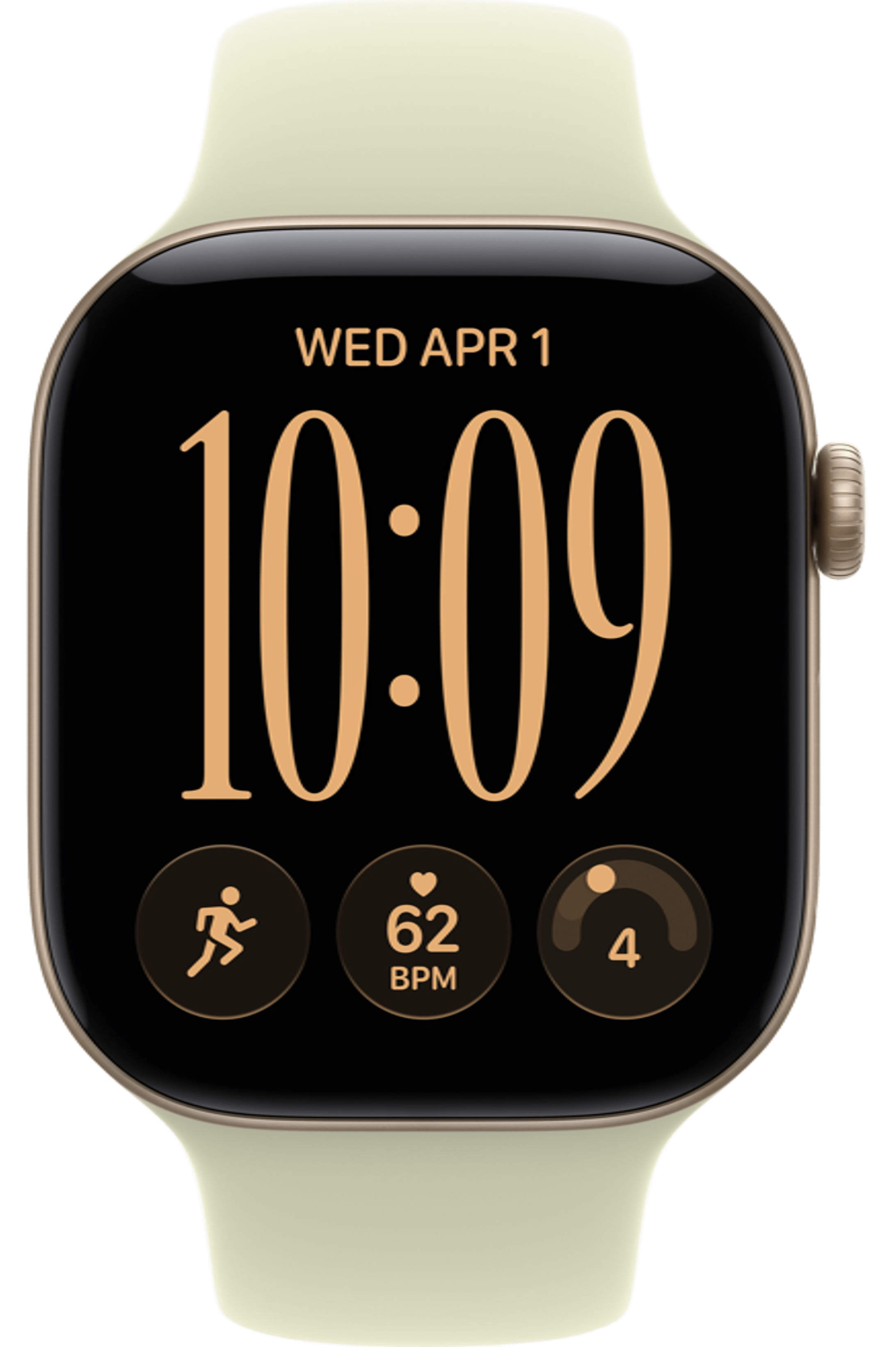 Apple Watch Series 12 42mm Light Gold Aluminum Case with Sport Band Pale Succulent