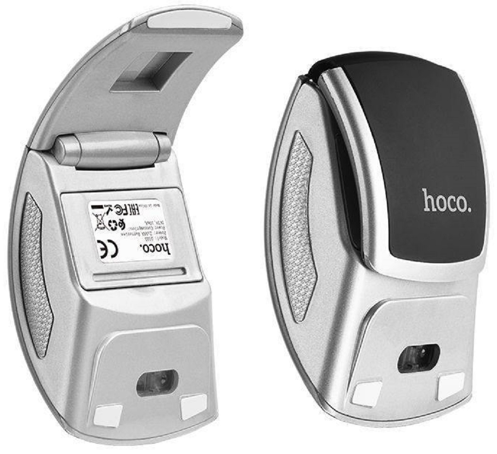 Мышь беспроводная Hoco DI03 2.4G Business Wireless Mouse Foldable, серебристый/черный