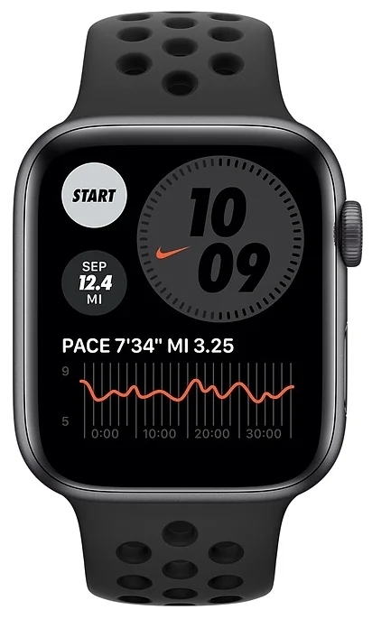 Умные часы Apple Watch SE GPS 44мм Aluminum Case with Nike Sport Band, серый космос/антрацитовый/черный