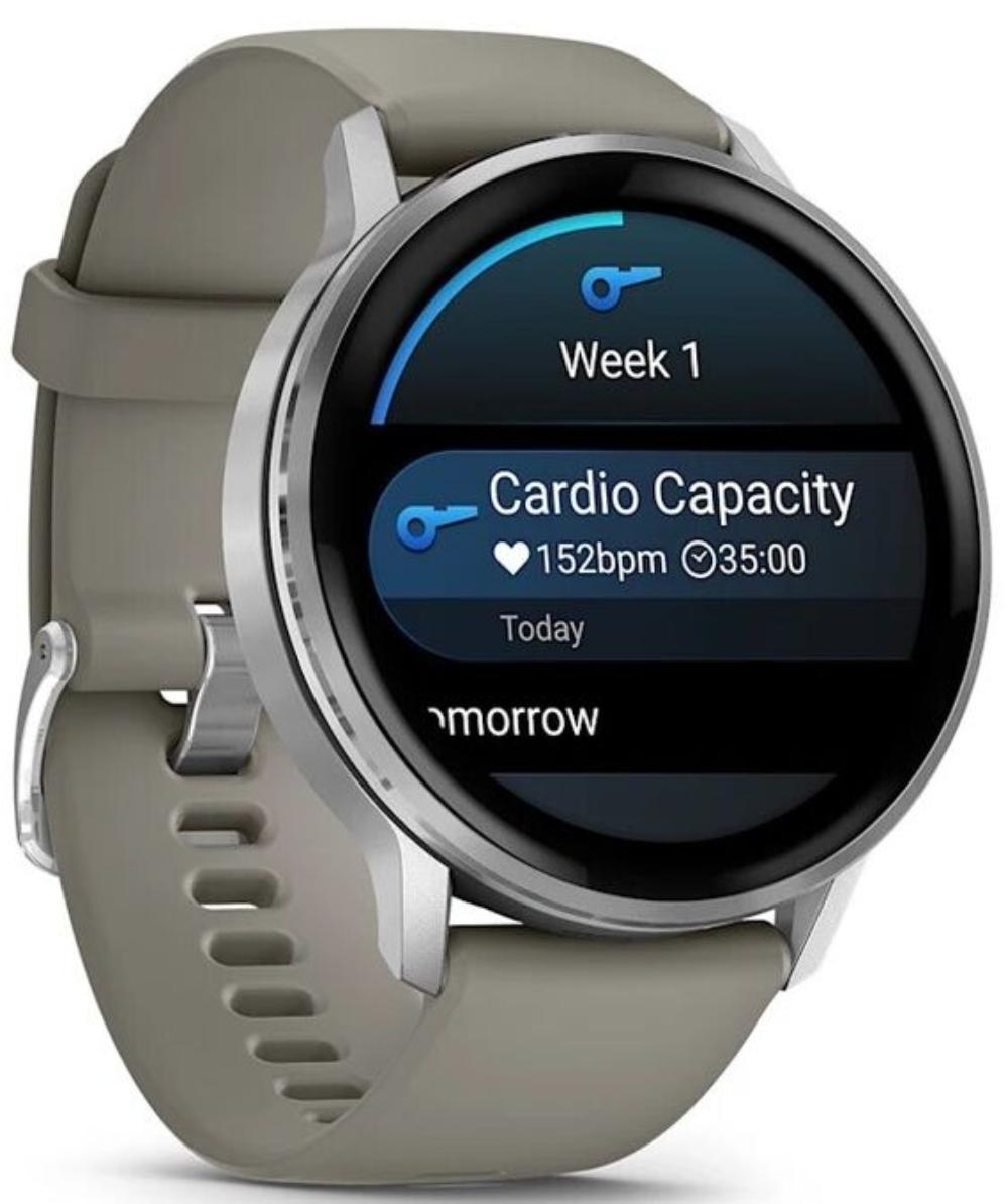 Умные часы Garmin Venu 4 45mm Silver with Silver Gray Silicone Band, серебристый (010-03014-01)