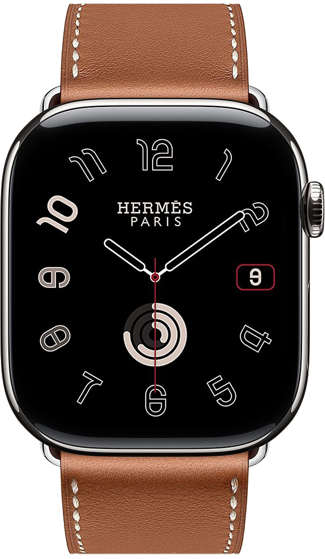 Apple Watch Hermes Series 10 46mm Silver Titanium Case with Single Tour, Gold