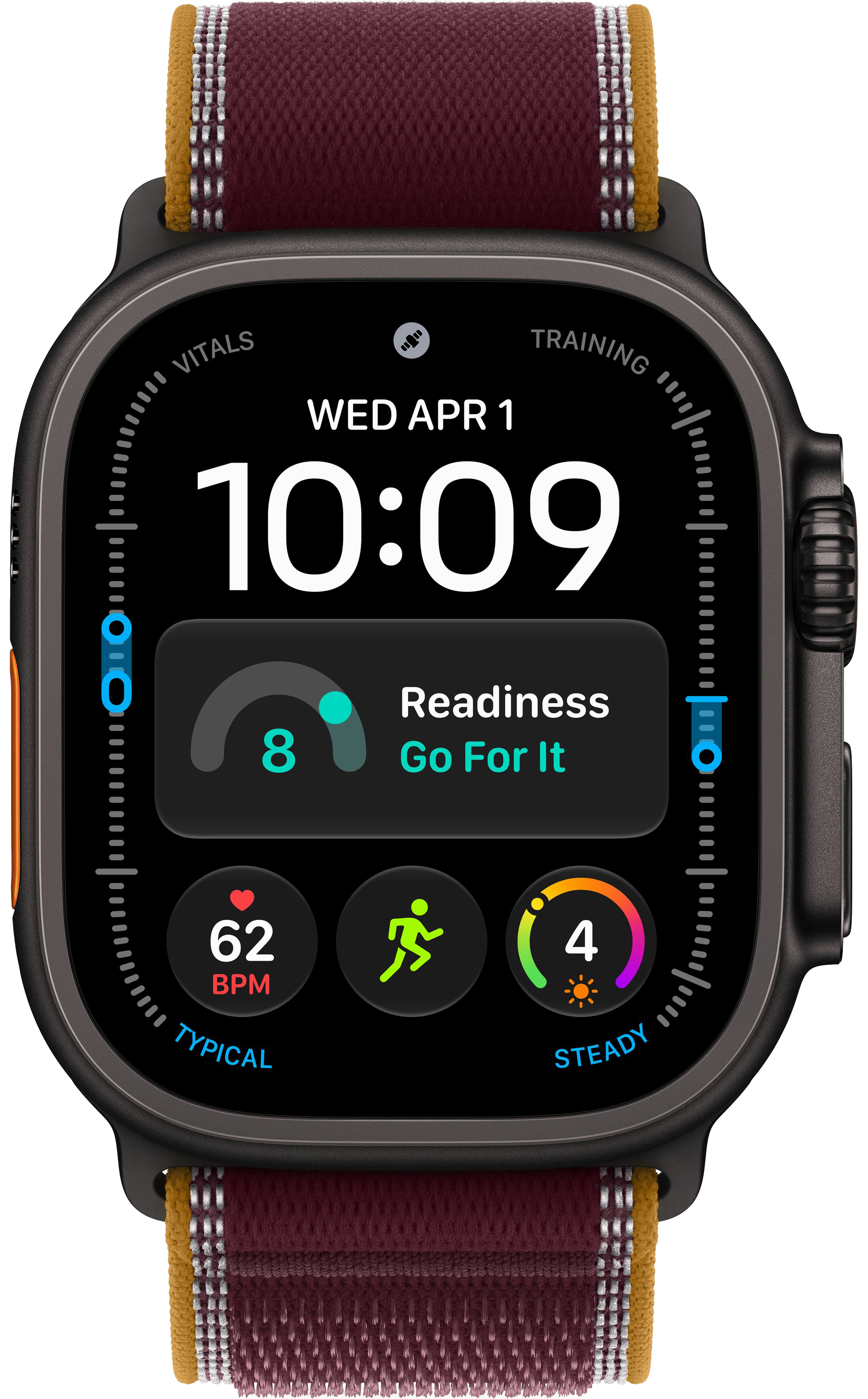 Apple Watch Ultra 4 (2026) 49mm Black Titanium Case with Burgundy Trail Loop (M/L)