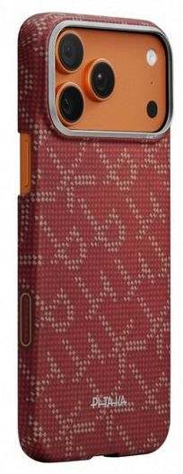 Pitaka Monogram Ultra-Slim Case для iPhone 17 Pro, красно-золотой (KI1702PTK)