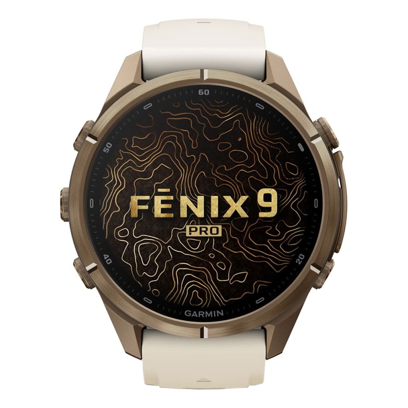 Garmin Fenix 9 Pro AMOLED 43мм inReach, Autumn Gold Titanium with Cream/French Grey Silicone Band (010-04335-01)