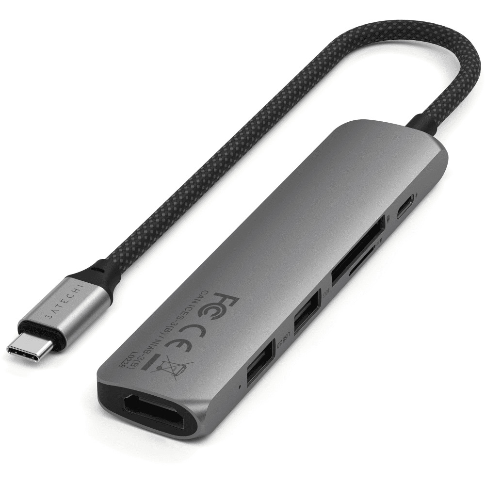 Satechi 6-in-1 USB-C Slim Multiport Adapter 4K, серый