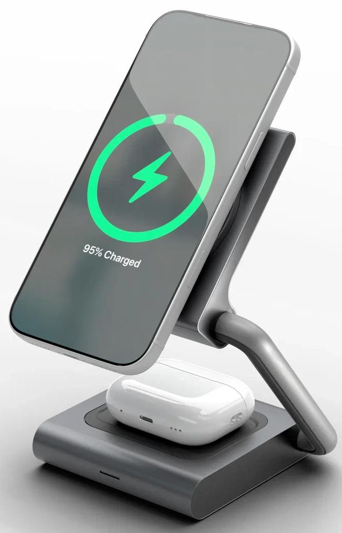 Беспроводное зарядное устройство VLP Zen Charger с MagSafe Qi2.2 25W, серый (1092015)
