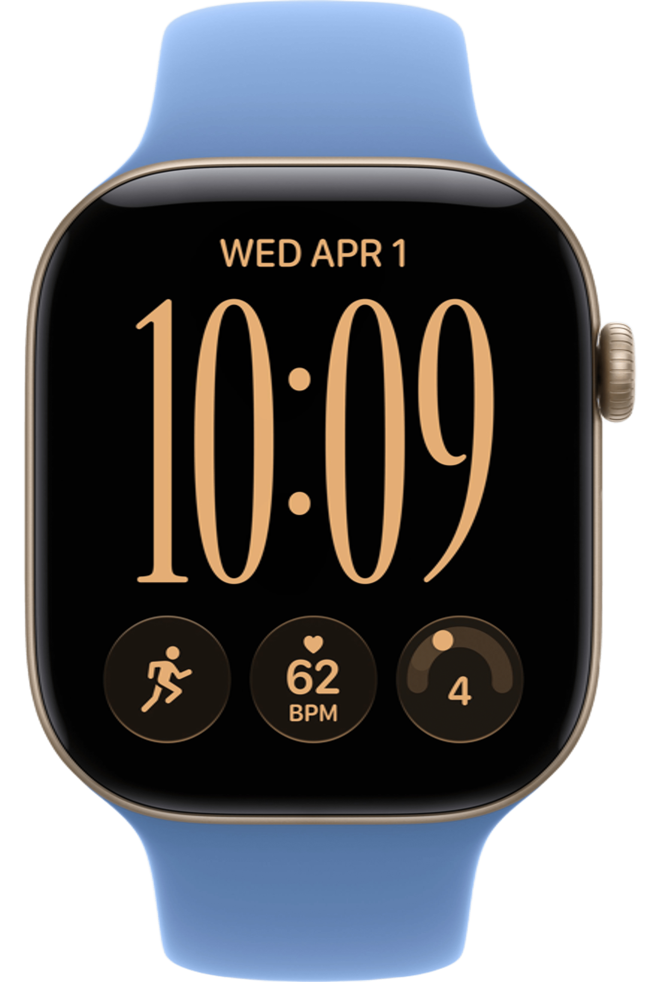 Apple Watch Series 12 46mm Light Gold Aluminum Case with Sport Band Wildflower Blue