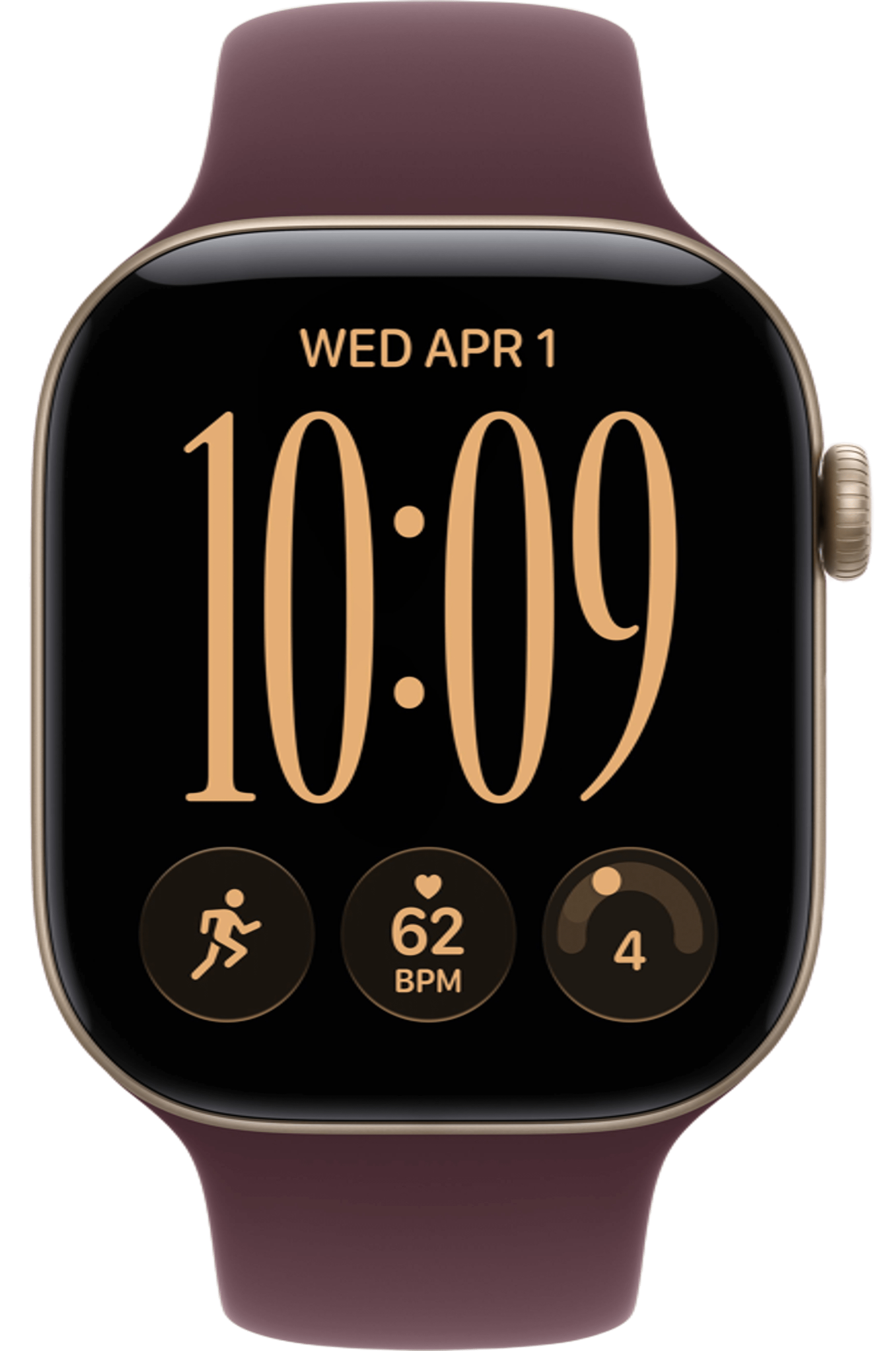 Apple Watch Series 12 46mm Light Gold Aluminum Case with Sport Band Burgundy