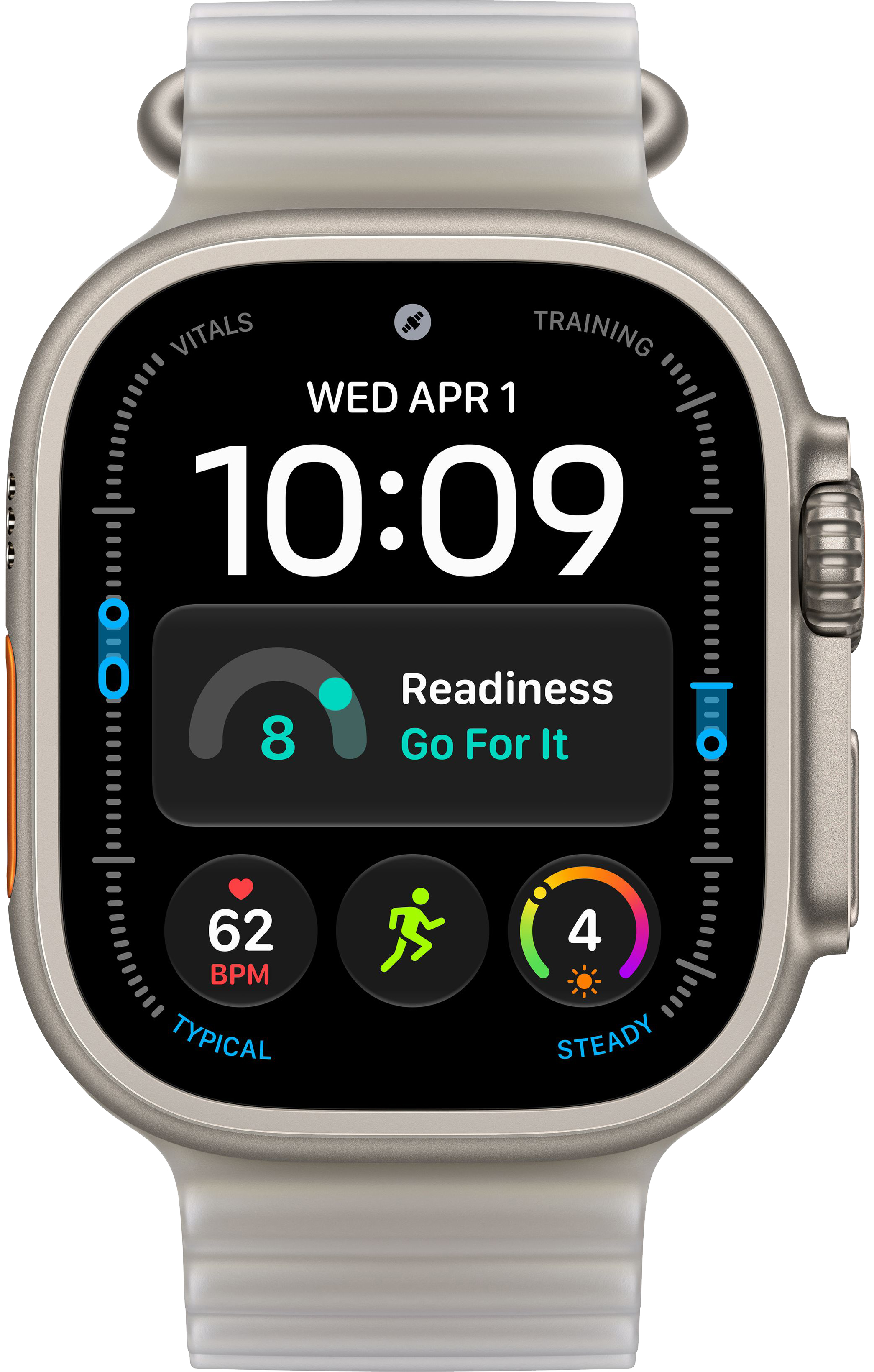 Apple Watch Ultra 4 (2026) 49mm Natural Titanium Case with Translucent Gray Ocean Band