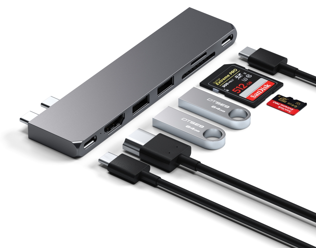 Адаптер Satechi USB-C Pro Hub Slim, серый космос (ST-HUCPHSM)