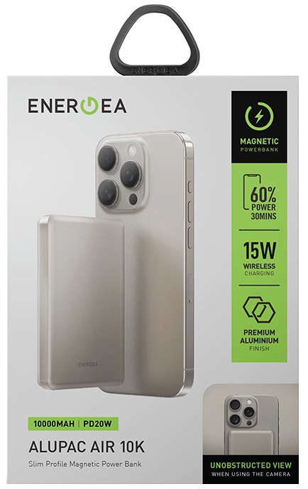 Внешний аккумулятор EnergEA Alupac Air 10000mAh MagSafe 15W, серый (Natural Titanium) AP-AIR10K-NAT