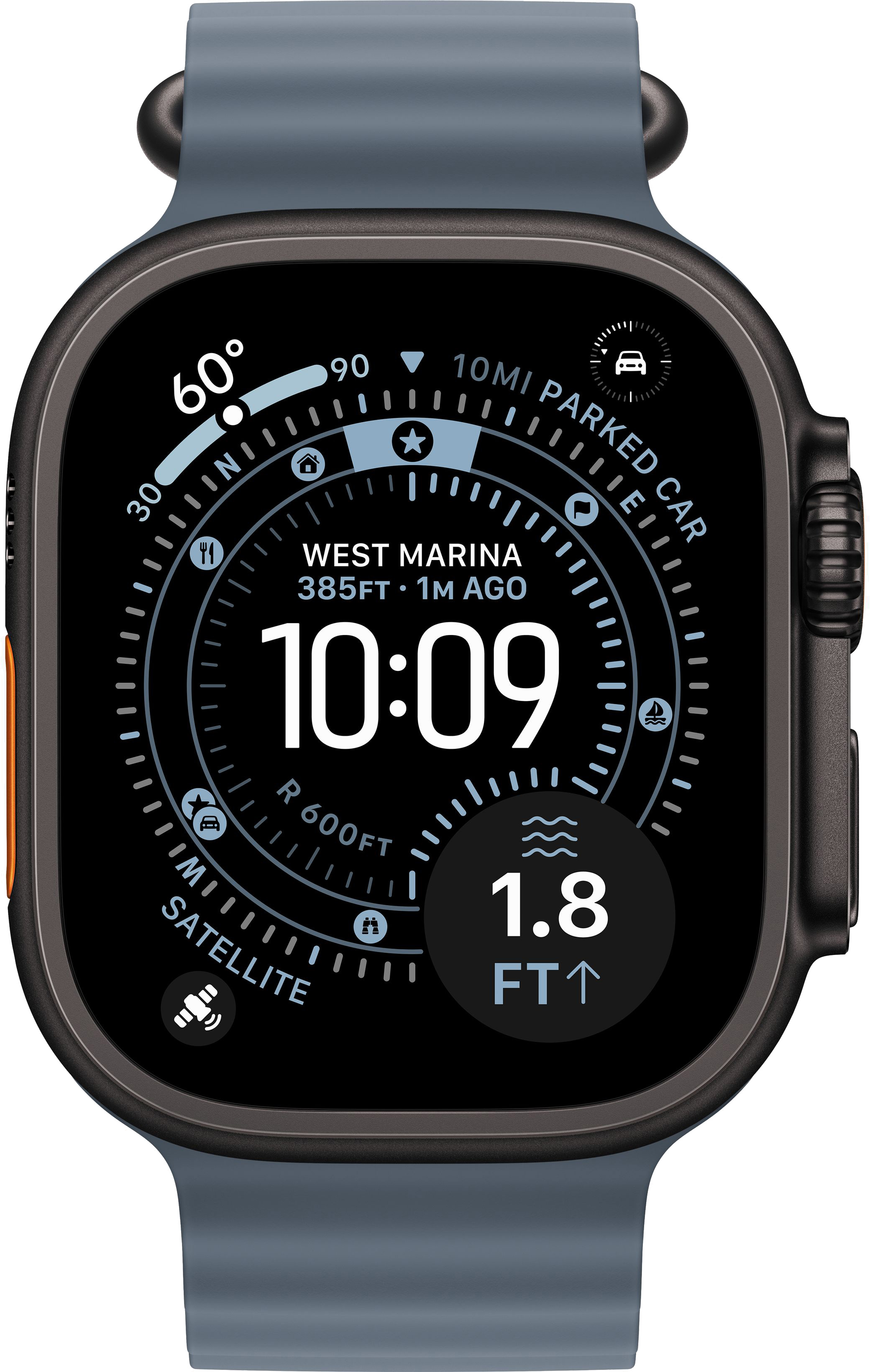 Apple Watch Ultra 3 (2025) 49mm Black Titanium Case with Anchor Blue Ocean Band