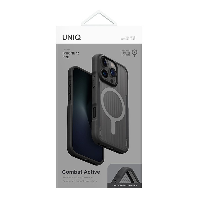 Чехол Uniq Combat Active с MagSafe для iPhone 16 Pro, Charcoal Black (IP6.3P(2024)-COMAMCBLK)