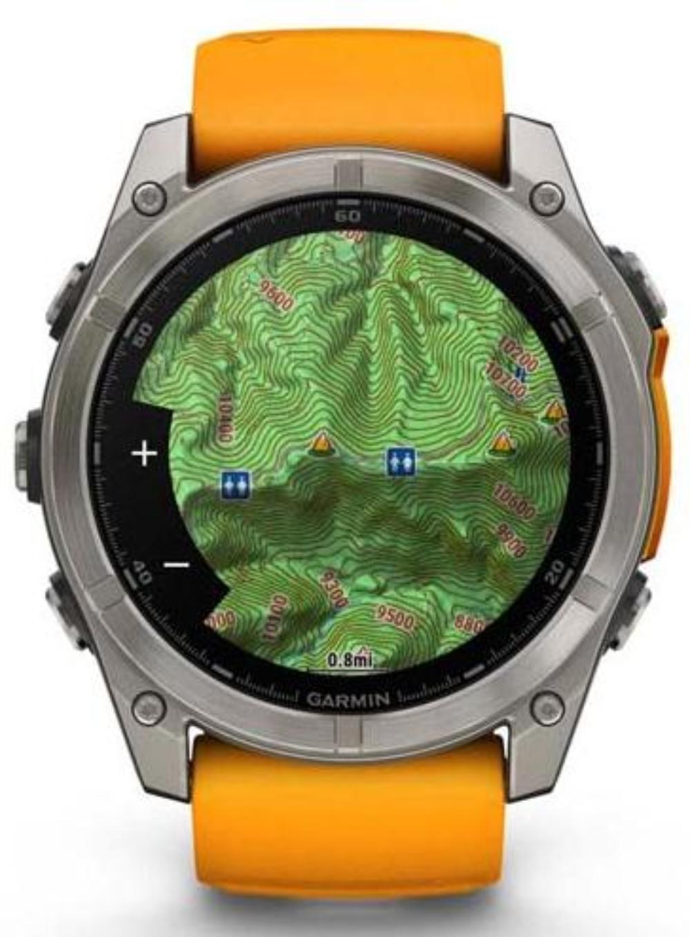 Умные часы Garmin Fenix 8 51 мм AMOLED, серебристый с оранжевым ремешком (010-02905-53)