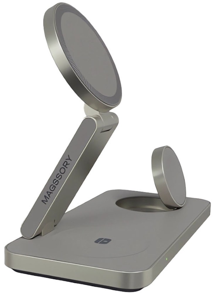Беспроводное зарядное устройство Magssory Yoga Magsafe для Apple 3 в 1, титан (WCH016)