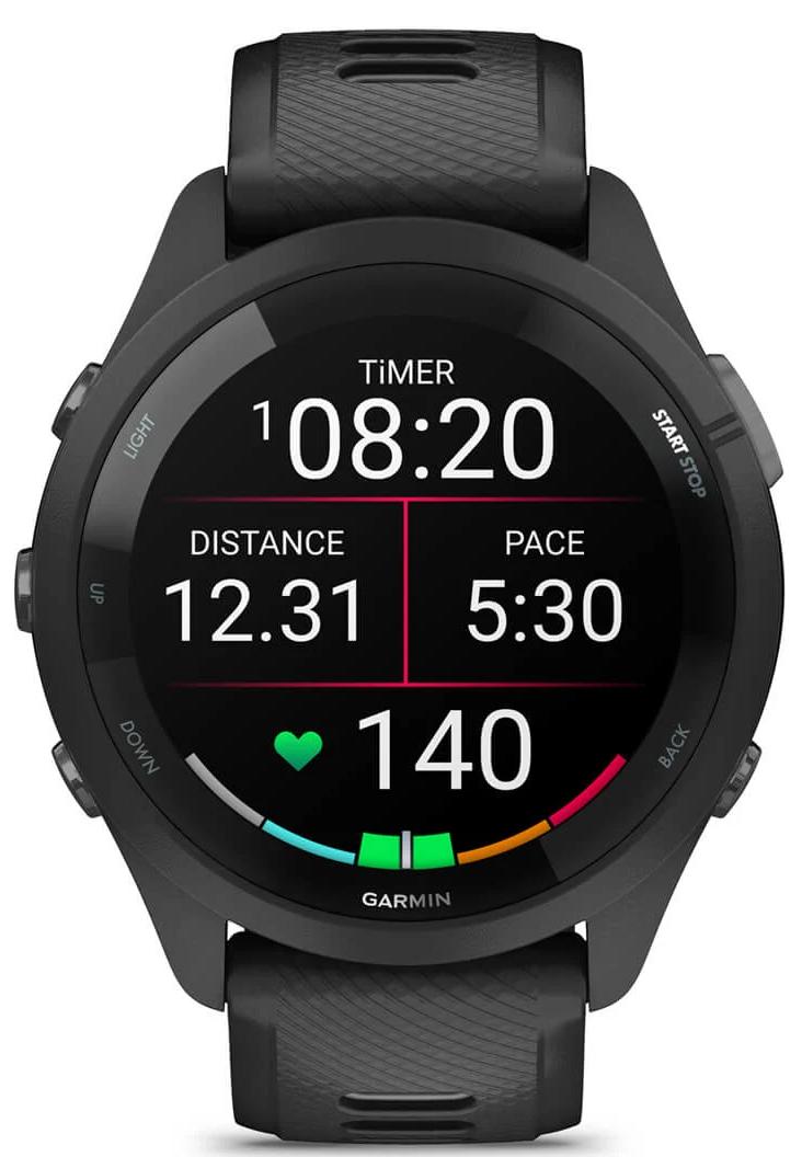 Умные часы Garmin Forerunner 265, черный и черный/серо-бежевый силиконовый ремешок (010-02863-21)
