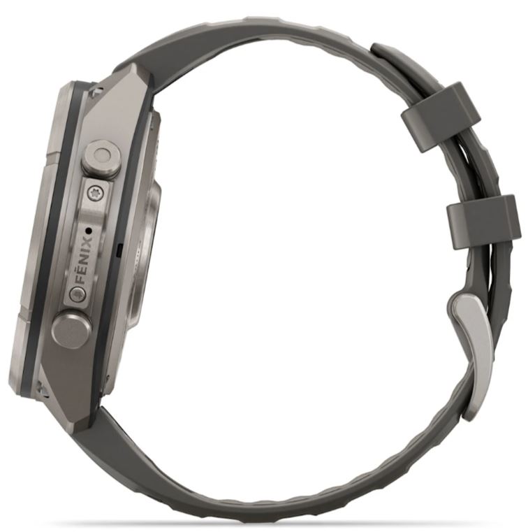 Garmin Fenix 9 Pro Solar 47мм inReach Titanium with Pebble Grey Silicone Band (010-04338-11)