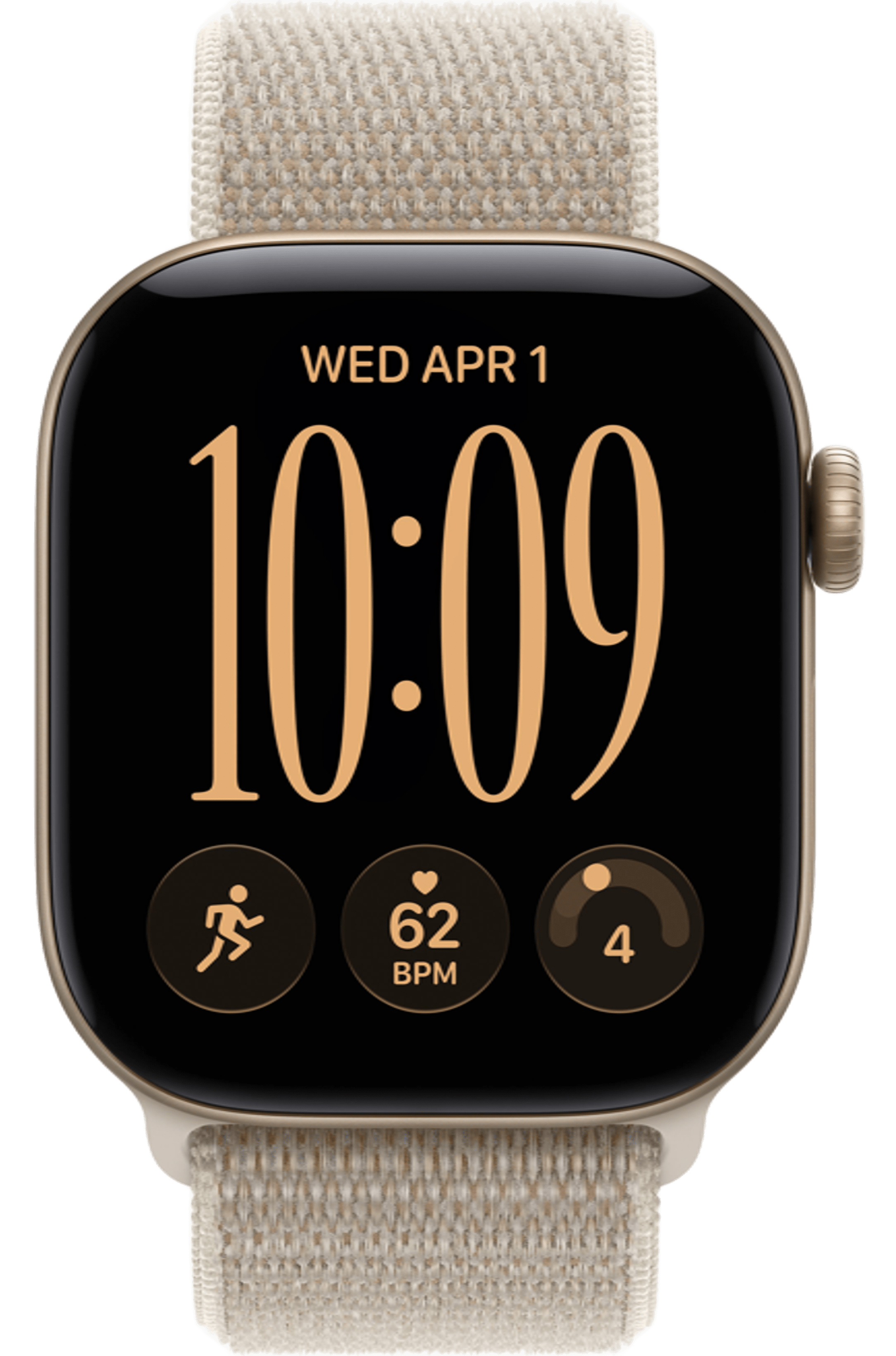 Apple Watch Series 12 42mm Light Gold Aluminum Case with Sport Loop Limestone