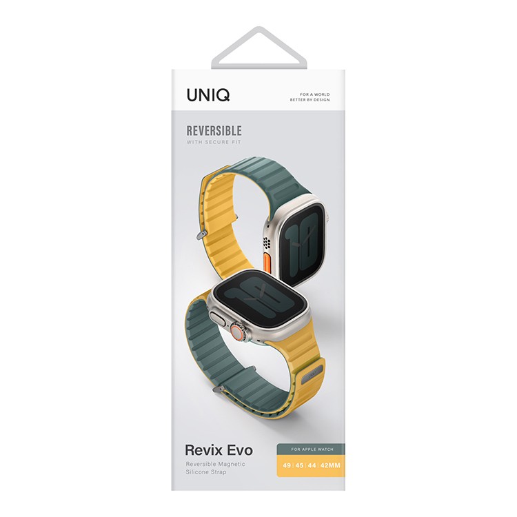 Uniq Revix EVO reversible Magnetic для Apple Watch 49-46-45-44 мм, Viridian Green/Burnt Yellow
