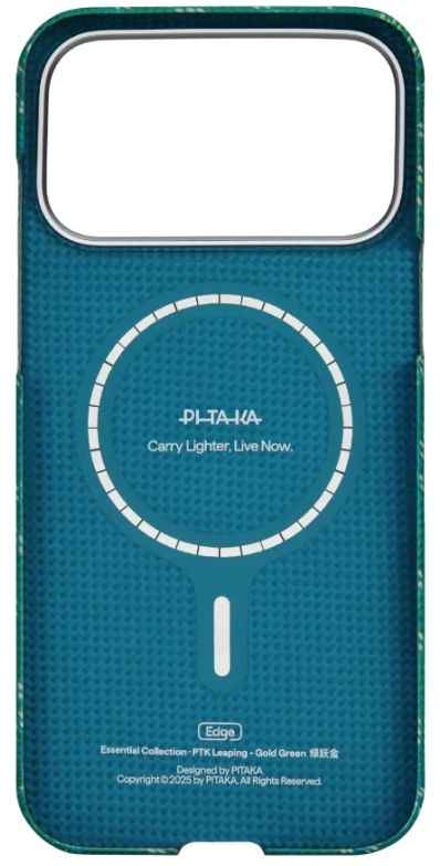 Чехол Pitaka Monogram Ultra-Slim Case для iPhone 17 Pro, зелено-золотой (KI1701PTK)