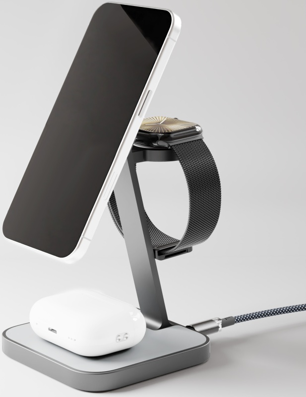VLP MagSafe Unity Power 3в1 для Apple iPhone/AirPods/Watch, натуральный титан (1092008)
