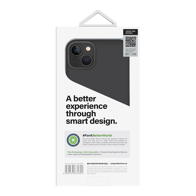 Чехол Uniq Lino Hue с MagSafe для iPhone 14 Plus, серый (IP6.7M(2022)-LINOHMGRY)