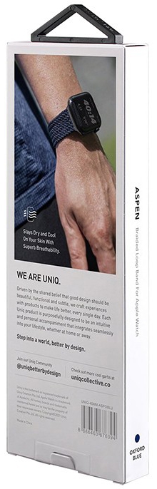 Плетеный ремешок Uniq Aspen Strap Braided для Apple Watch 40/41/42мм, синий