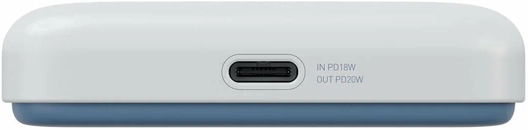 Внешний аккумулятор с беспроводной зарядкой EnergEA Bazic GoPower SNAP 5K 15W +С 20W +AW, голубой