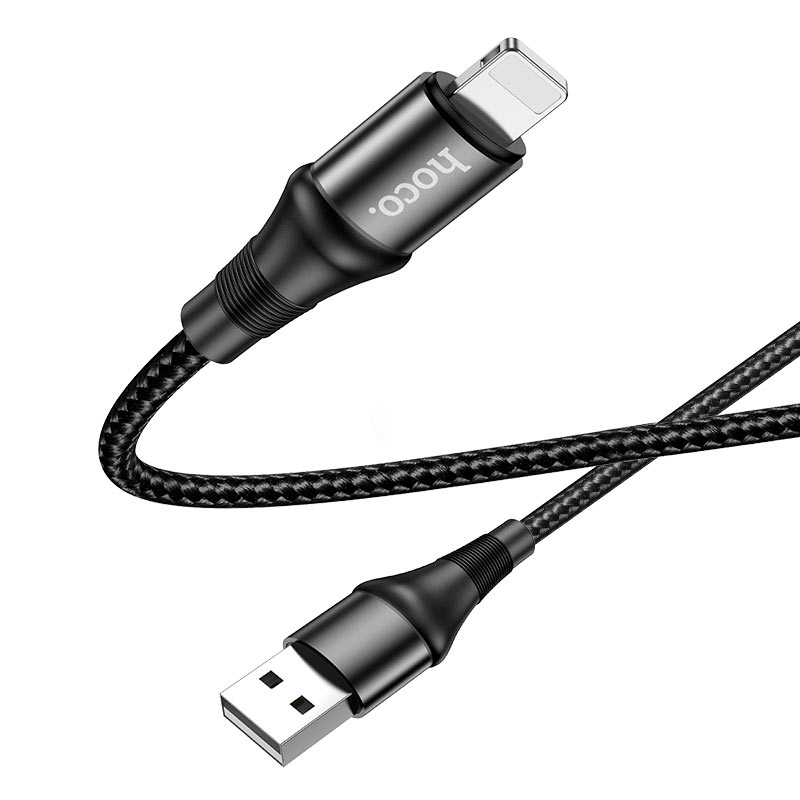 Кабель Hoco X50 Excellent Lightning to USB 1m 3А (ткань), черный
