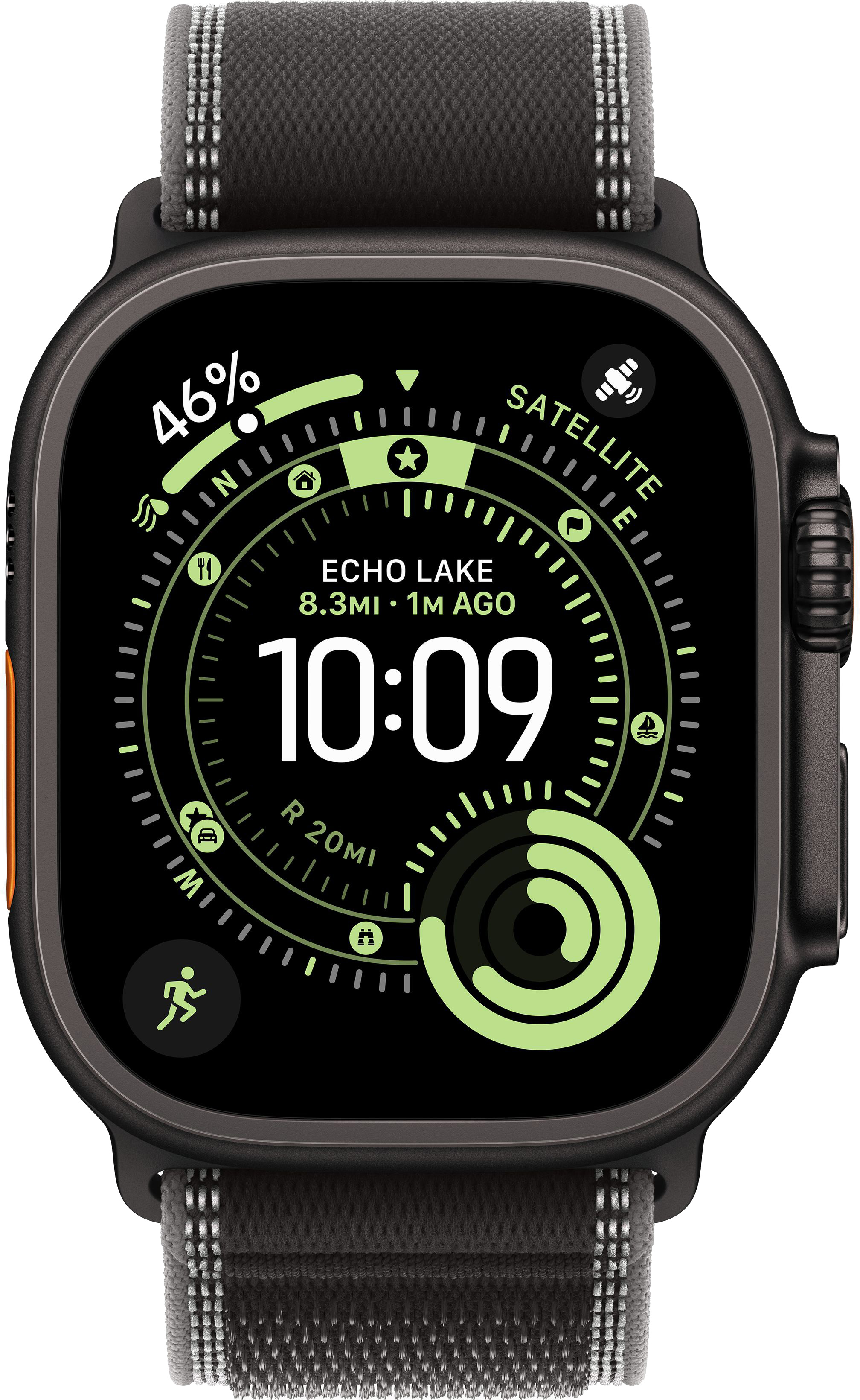 Apple Watch Ultra 3 (2025) 49mm Black Titanium Case with Black/Charcoal Trail Loop (S/M)