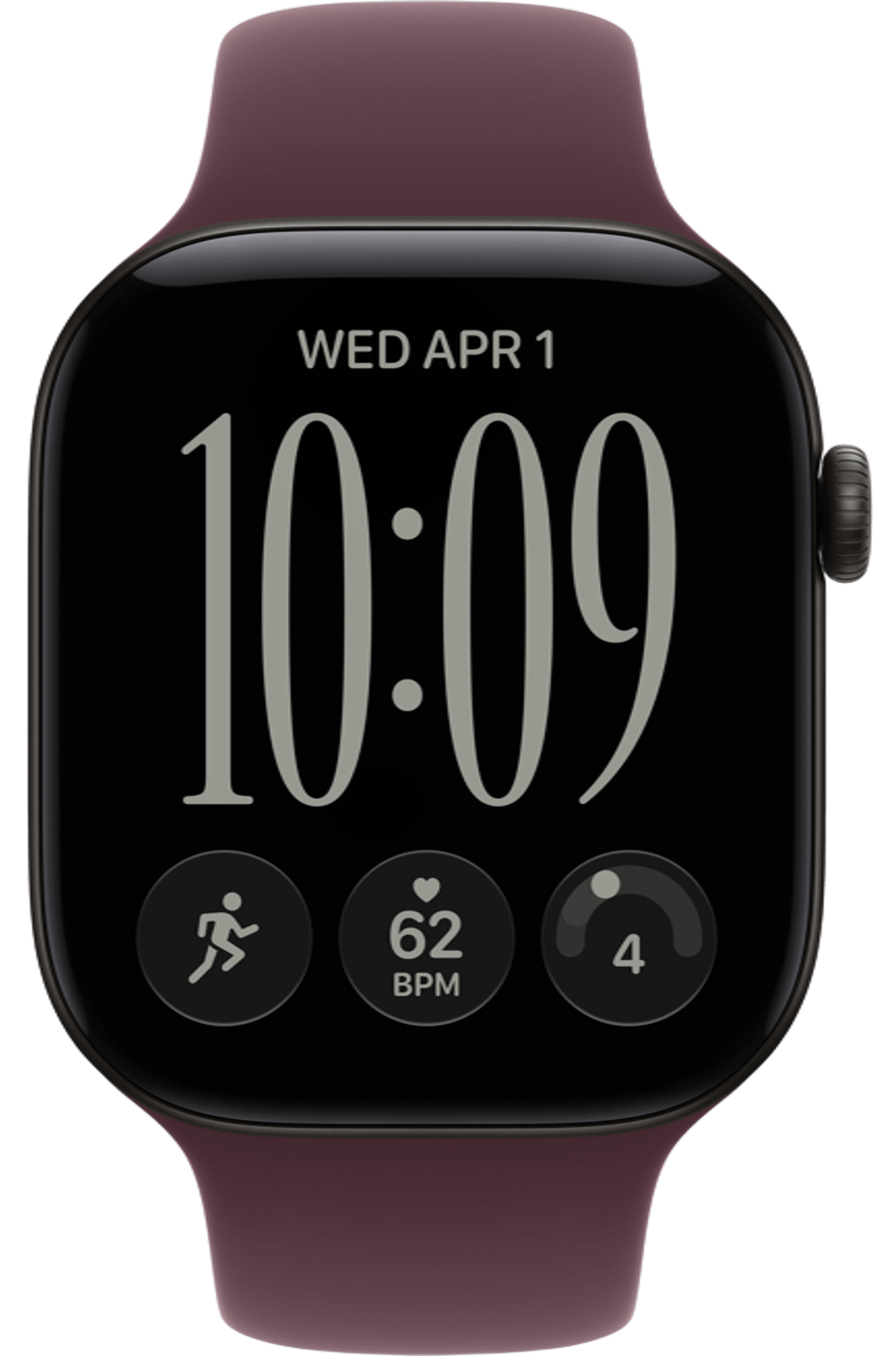 Apple Watch Series 12 42mm Black Aluminum Case with Sport Band Burgundy