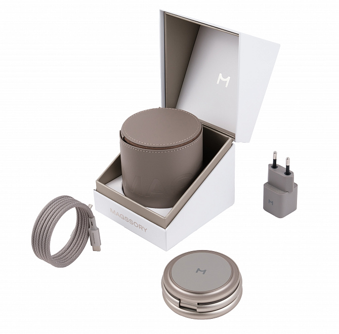 Беспроводное зарядное устройство Magssory Disc Signature Edition для Apple 3 в 1, титан (WCH033)