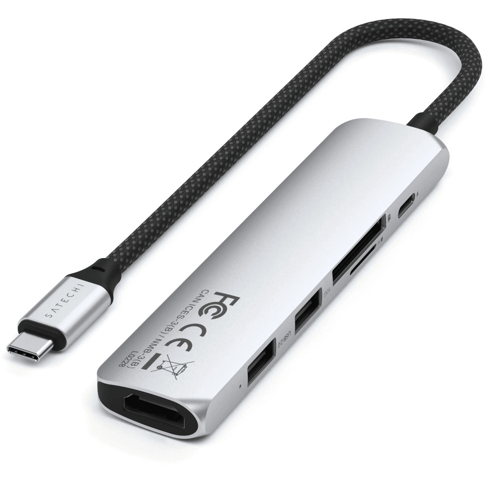 Satechi 6-in-1 USB-C Slim Multiport Adapter 4K, серебристый (ST-P6SS)