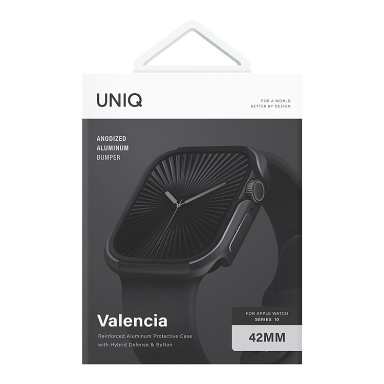 Чехол Uniq Valencia aluminium для Apple Watch Series 10 42mm, черный (42MM-VALMBLK)